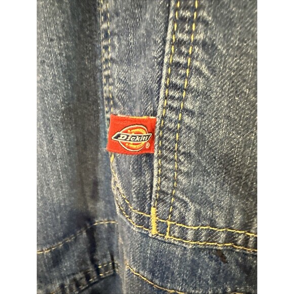 Dickies Bib Overalls Womens L Blue Denim Relaxed Fit Carpenter - Picture 7 of 12